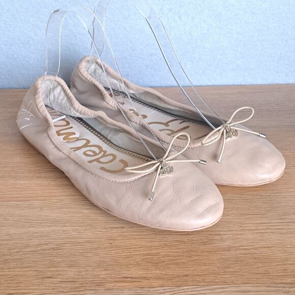 Sam Edelman Felicia Ballet Flats Women’s 9 Tan Pink Bow Minimalist Shoes - Picture 9 of 11